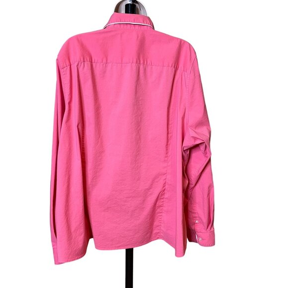 Lands End Pink Button Down Shirt White Piping Trim Plus Size 26 W u - Picture 6 of 9